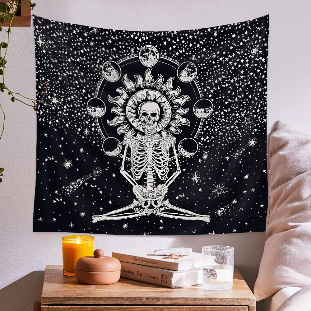 Retro Skull Moon Phase Printing Tapestry Wholesale Nihaojewelry display picture 5