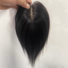 Xuchang 本物の髪の女性用ウィッグ、手編みの二重針、ふわふわの白髪カバー、軽くて通気性のある 8 文字前髪ウィッグピース