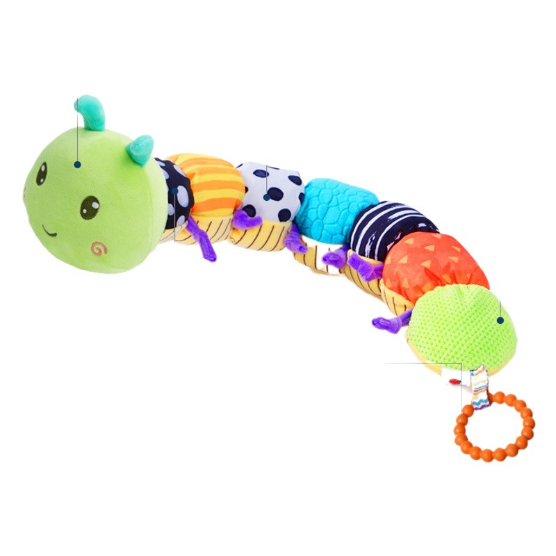Sozy recién nacido con mordedor oruga regla de altura calmante muñeca de peluche 0-1 años bebé sonajero juguete