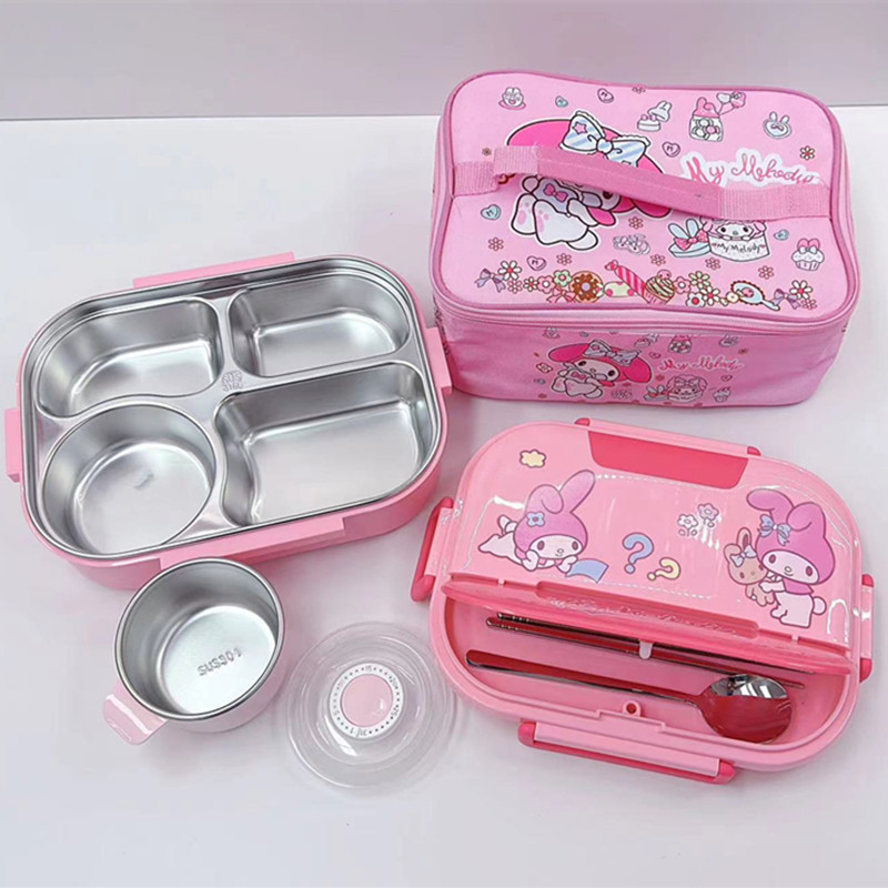 Kuromi Sanli 子供 小学生 316 ランチボックス かわいい インズ ランチボックス 食堂 旅行 ランチボックス 4コンパートメントランチボックス|undefined