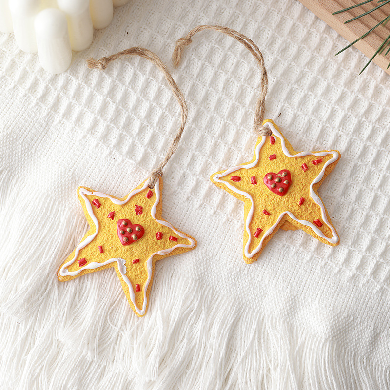 Buscando madera nuevo producto transfronterizo árbol de Navidad copo de nieve estrella de cinco puntas colgante de resina accesorios de decoración de vacaciones de Navidad decoración de amor