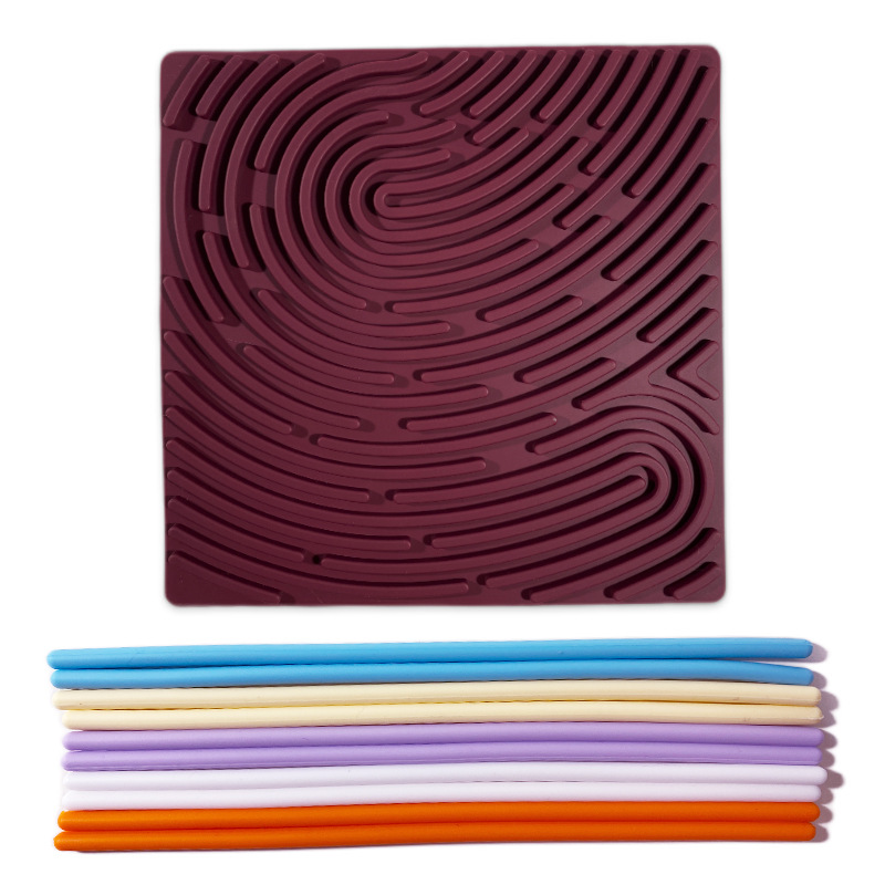 사각 버건디 양면 플레이 가능 (실리콘 플레이트 1개 + 실리콘 스트립 10개 포함) 202.5g