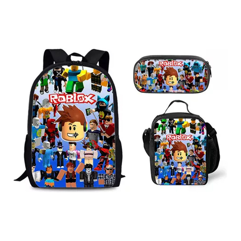 Cross-border Roblox Student Schoolbag Korean Style Backpack for Primary and Secondary School Students Ins Style Fashion Trendy Backpack Three-piece Set