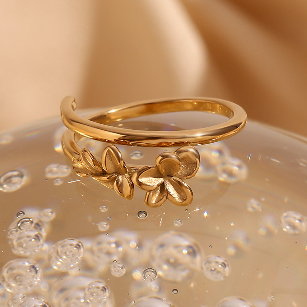 Vintage Flower Stainless Steel Ring