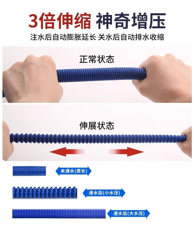 Telescopic water pipe car washing hose household high pressure magic watering 4 points pipe antifreeze explosion-proof water gun pressurization