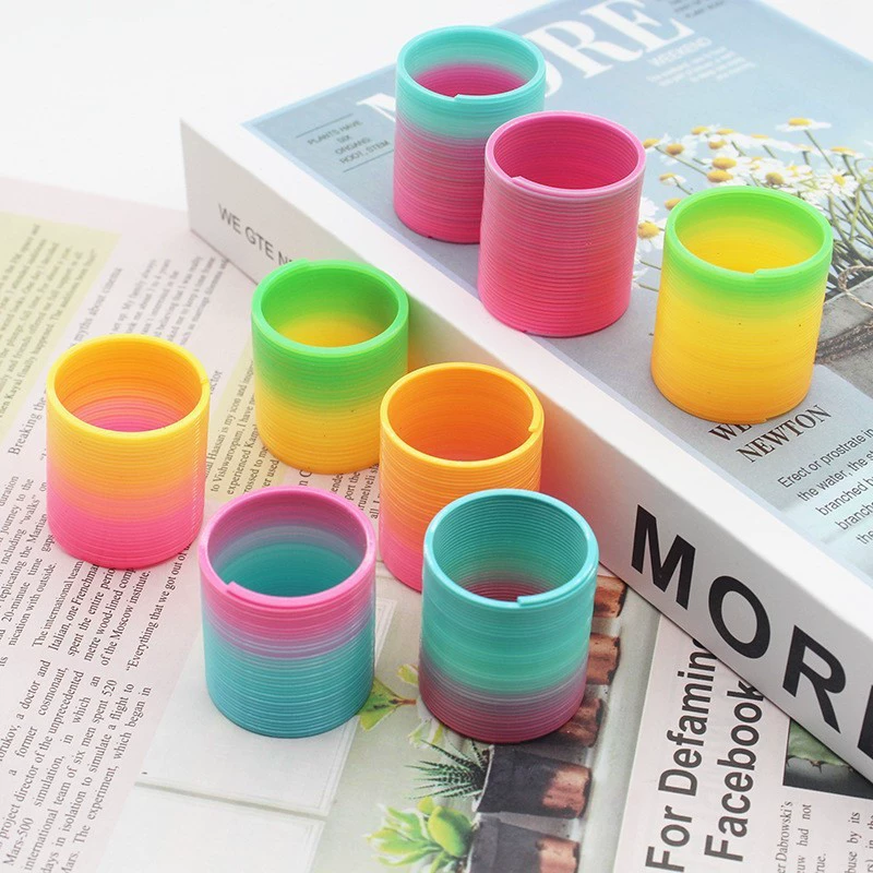 Радужная маленькая Slinky, разнообразная башня, красочное эластичное кольцо, игрушка, ностальгия, опт