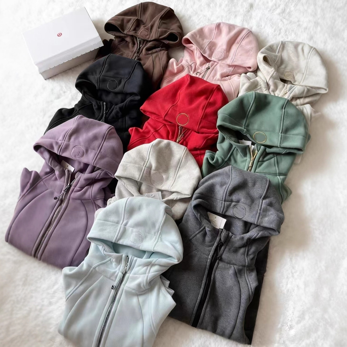 Lulu Same Style Scuba Slim Hooded Sweatshirt with Headphone Hole/Patch Pocket/Zipper Women's Hoodie