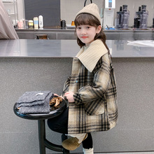 女童外套秋冬款2025新款儿童呢子夹棉加厚中长款风衣女孩毛呢大衣
