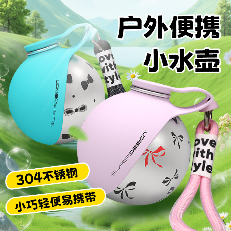 Transfronterizos mayorista mascotas tazas de acero inoxidable para perros artículos para perros gatos beber hervidor de agua al aire libre pasear perro plegable integrado