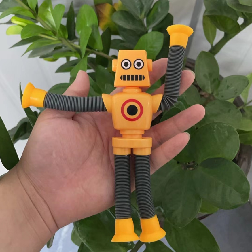 Transfronterizo robot flexible tubo telescópico niño puzzle dibujos animados estirados ventosa interacción padre-hijo creativo juguete descompresión