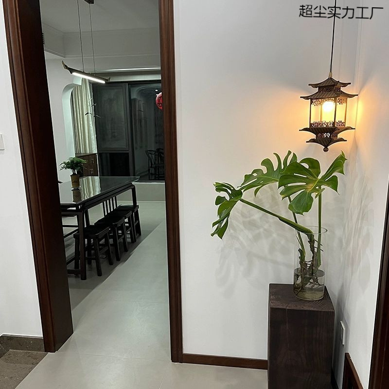 宋代美学禅意茶室餐厅仿古建筑房子新中式凉亭玄关灯六角凉亭吊灯|undefined
