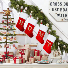 クリスマス装飾用品赤い高級ベルベットのアルファベット靴下DIY名前クリスマス靴下Momプレゼント靴下