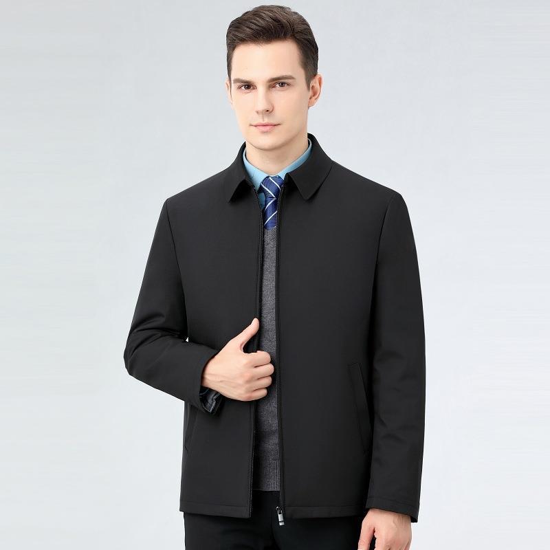 Men's down Jacket Autumn and Winter New Style, Non-Iron, Detachable Inner Lining, Middle-Aged and Elderly Officer Jacket, Men's Warm Outerwear