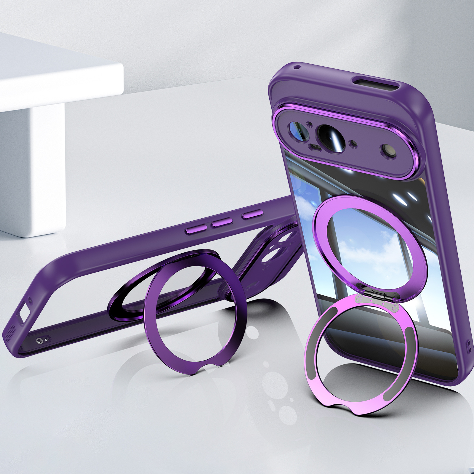 For Google Google Pixel9 mobile phone case 8A/9ProXL rotating 360 magnetic fulcrum armor protective cover