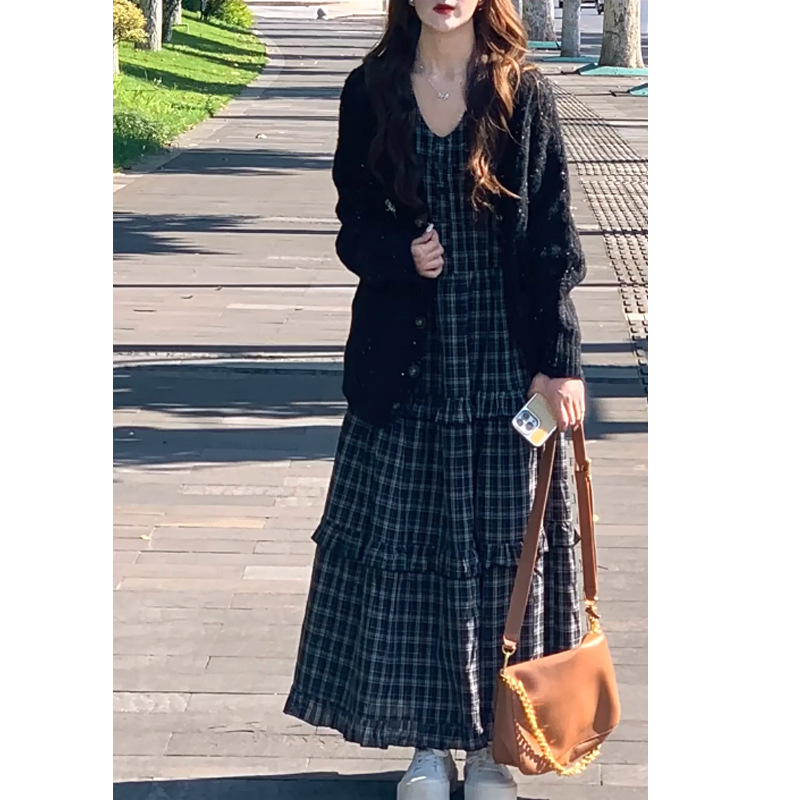 2025秋季新款宽松彩点毛衣开衫外套女灰色慵懒风宽松大版毛衣女装|undefined