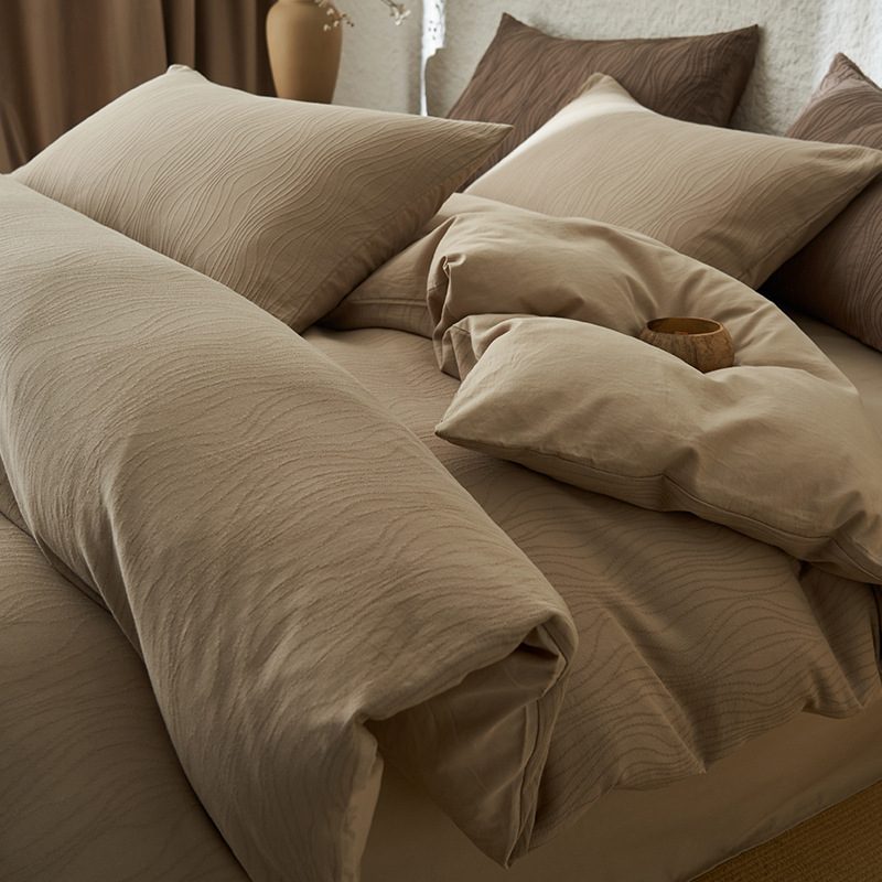 Classe A algodón 100% algodón cuatro piezas Jacquard tres capas de gaza cubierta sábanas de algodón lavado con agua cama cama cama de cama