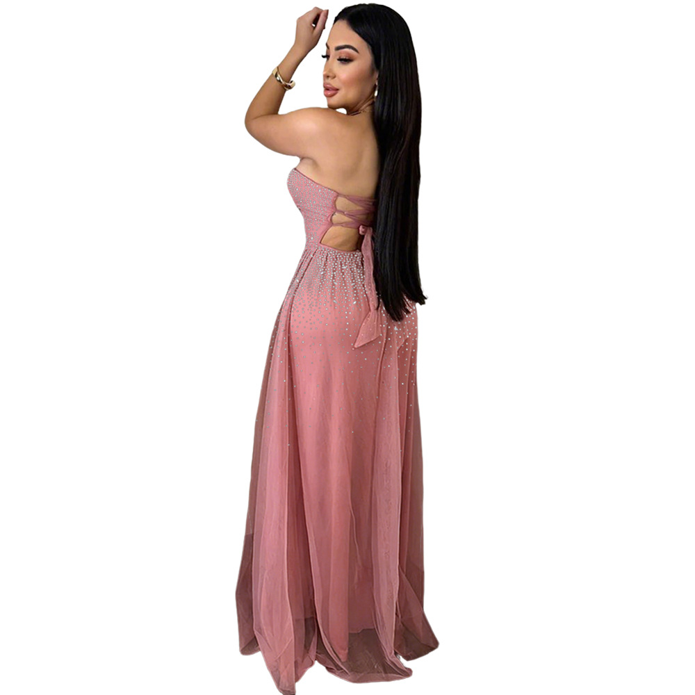 Strapless Bodycon Bandage Dress With Rhinestone Detail For Night Out Party Cocktail Club_ecoleips.com
