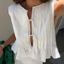 2025春夏欧美新款亚马逊速卖通独立站爆款女装绑带棉麻女式衬衫