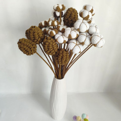 手工毛線編織松果 棉花花束 成品花束編織 廠家批發自由組合