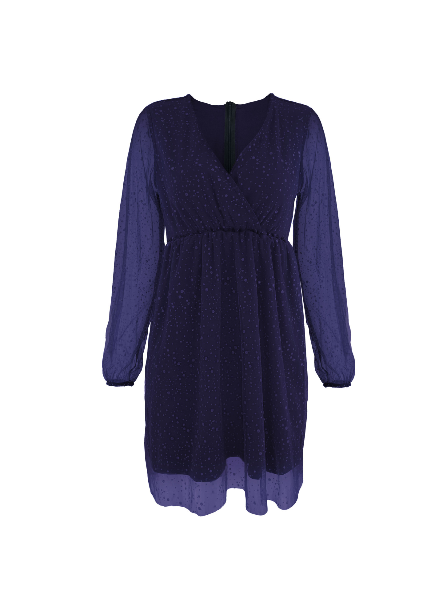 Elegant Mesh Gold Sprinkled V-neck Three-quarter Sleeve Skirt Set_voghion.com