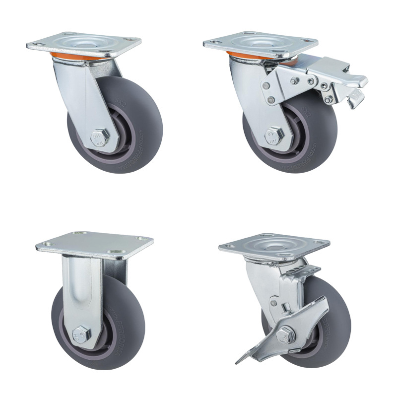 Rueda Industrial Pesada de 4 y 8 Pulgadas de Acero Inoxidable y TPR Silenciosa para Equipos Industriales