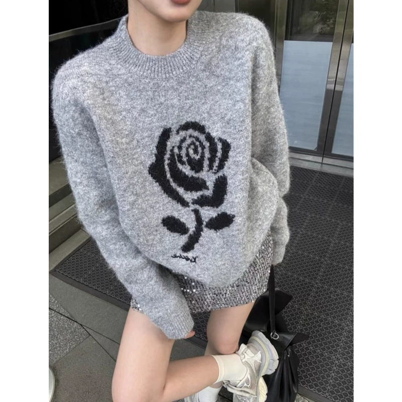 Retro long-sleeve, autumn keep warm base sweater, oversize