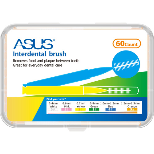 Interdental brush straight handle interdental brush 60 pieces/box cleaning teeth gaps braces gap cleaning orthodontic I type interdental brush
