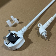 兩芯英國插頭帶旋轉尾電源線白色卷發棒英標插頭電源線
