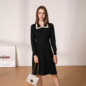 Autumn and Winter 2023 Women's Knitted Long Sleeve Dress Cross Border Wish AliExpress Ebay Women Sweater Long Dress - ShopShipShake