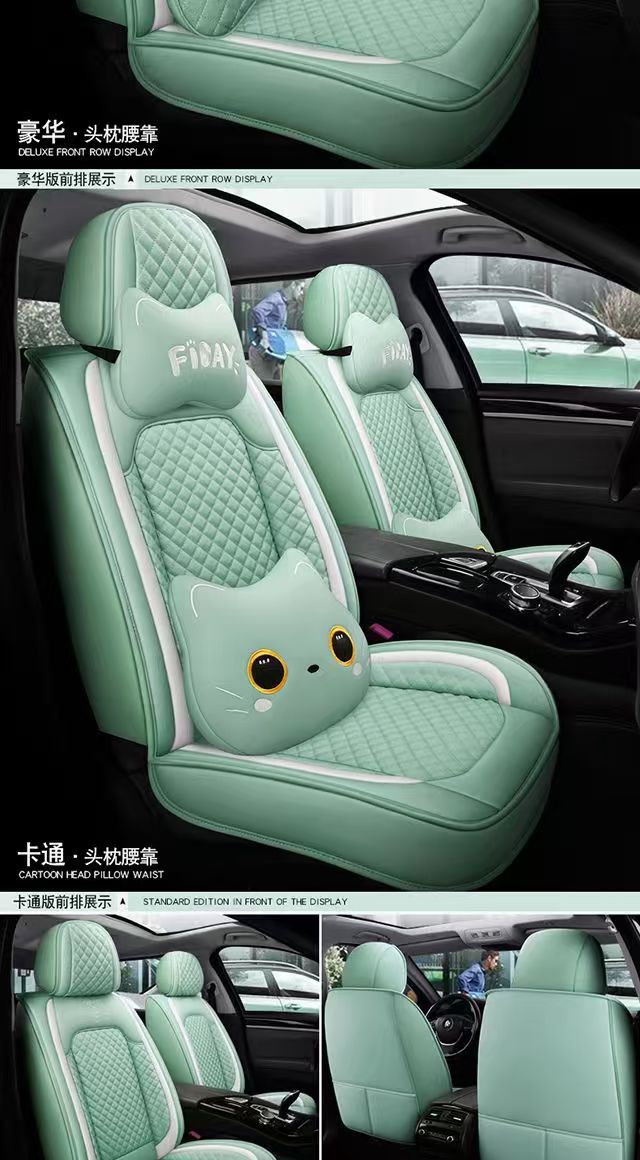 Cross-Border Car Seat Cushion, Universal for All Seasons, Full Surround Special Seat Cover, New Leather Seat Cover, Cartoon Seat Cushion Cover