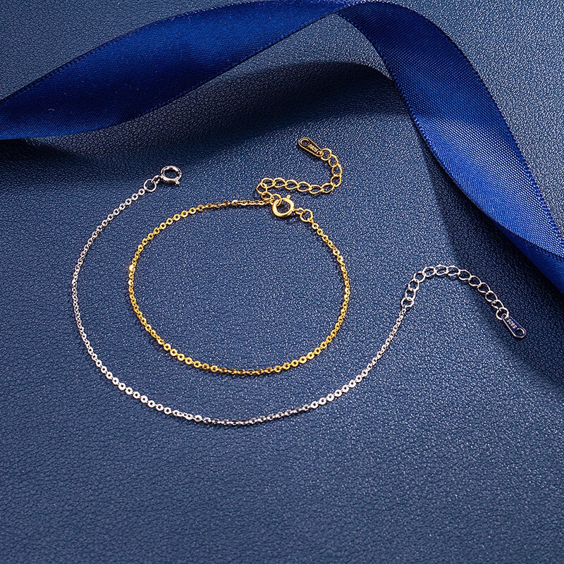 Silver Shenzhen S925 Sterling Silver Bracelet Women's O-chain Cross Chain Platinum Gold Plain Chain Simple Fashion Elegant Bracelet Silver Shenzhen S925 Sterling Silver Bracelet Women's O-chain Cross Chain Platinum Gold Plain Chain Simple Fashion Elegant Bracelet
