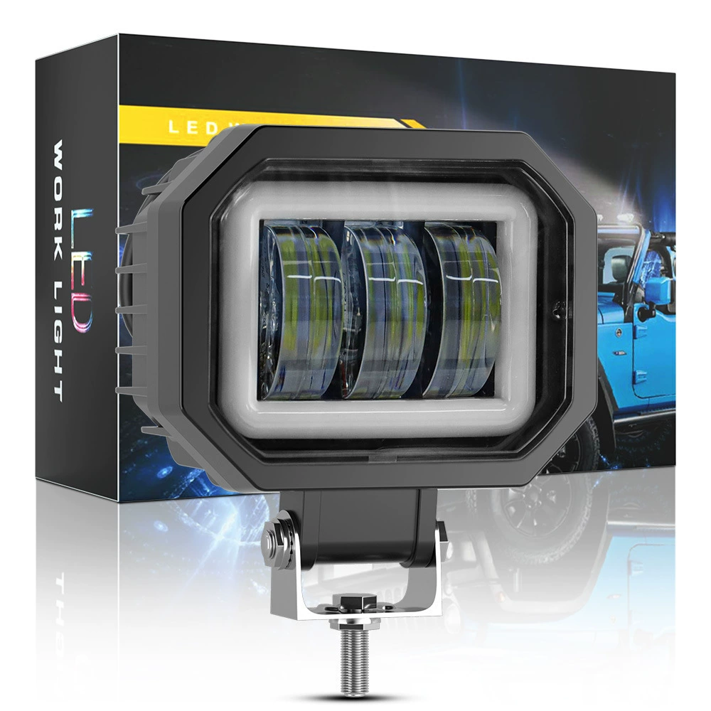 Квадратная светодиодная фара DXZ для автомобиля 30W с DRL, рабочий свет, модифицированная фара для мотоцикла, инспекционный свет.