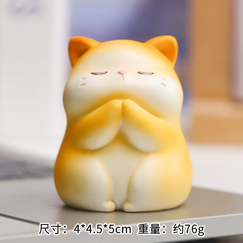 卡通福瑞猫猫摆件 萌趣可爱招财猫树脂摆件办公室桌面树脂工艺品|undefined