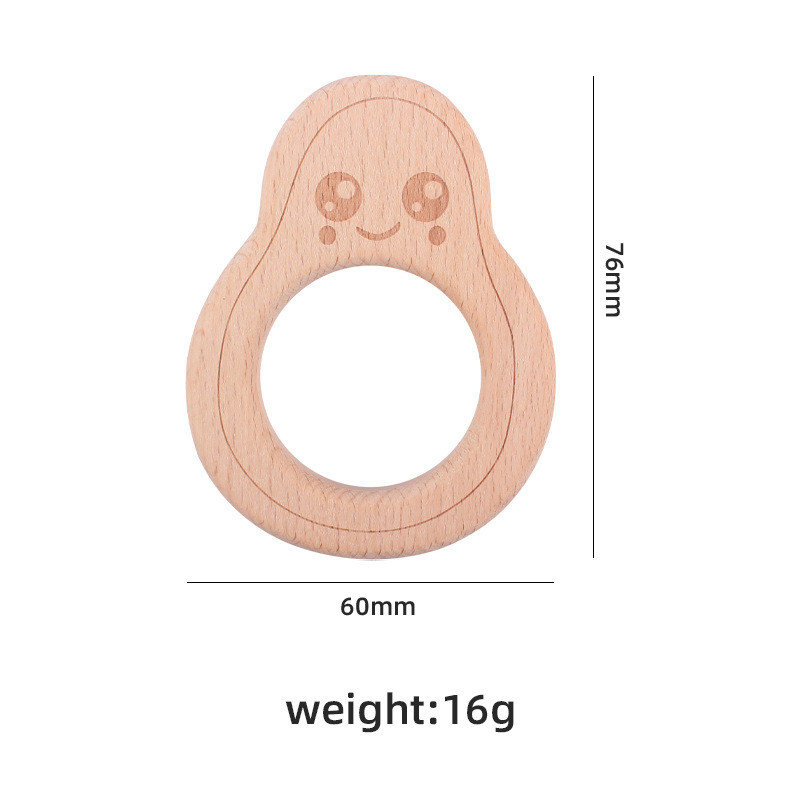 Nuevo bebé suministros de juguete de haya mordedor animal de dibujos animados gato aguacate girasol bebé molar teether