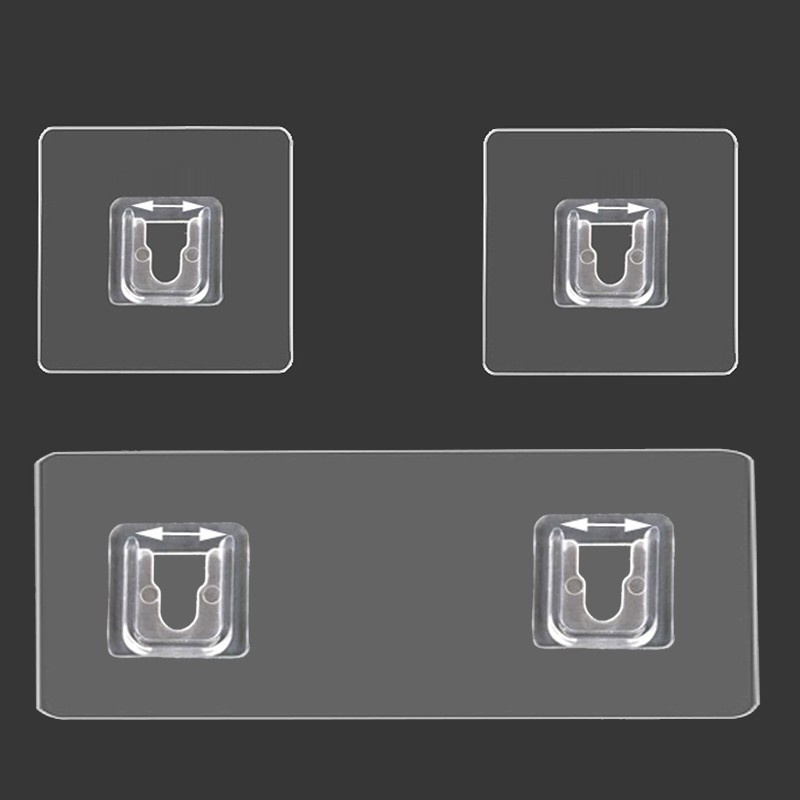 Fuerte transparente de la hebilla de pasta de almacenamiento de gancho de rack sin perforar tornillo pegatina colgante accesorios de uñas parche