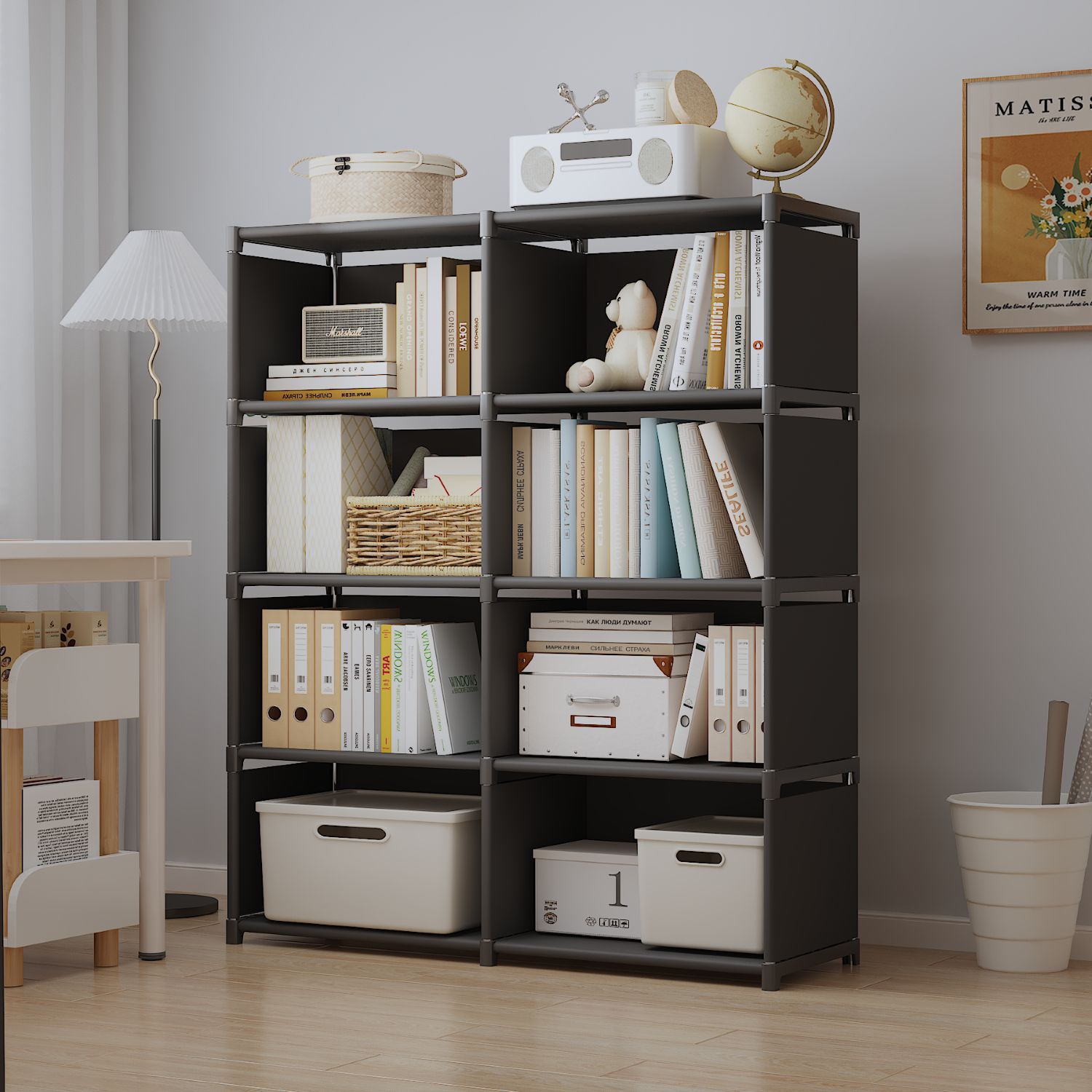 Estante simple combinado estilo retrógrado estante moderno estante simple dormitorio estante de almacenamiento estante diseño de habitación infantil
