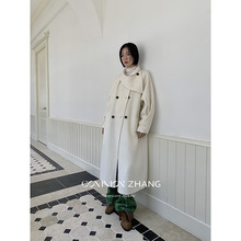 CZZHANG冬季小众斜领宽松防风保暖双面呢羊毛大衣女A49009显瘦型