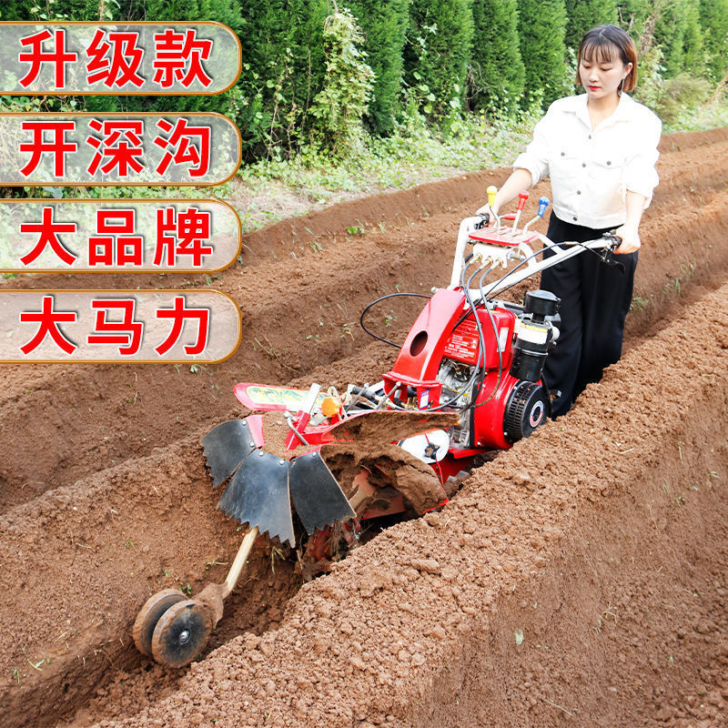 溝堀機、小型農業用深溝微耕機、新型ディーゼル高出力牧場管理果樹園ロータリー耕運機|undefined
