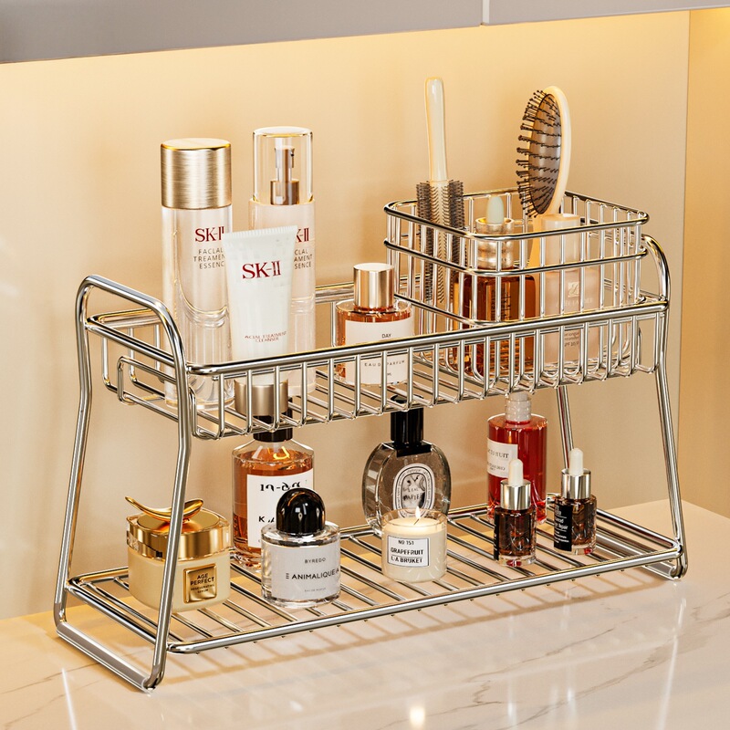 Cross-Border Popular Bathroom Vanity Shelf, Double-Layer Countertop Organizer for Washbasin, Makeup and Skincare Storage Cross-Border Popular Bathroom Vanity Shelf, Double-Layer Countertop Organizer for Washbasin, Makeup and Skincare Storage