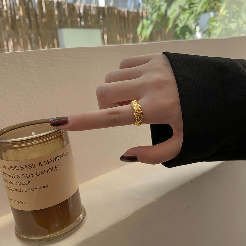 Korean fashion wave pattern index finger ring simple design geometric opening ring