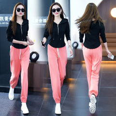 Women's Spring Thin Exercise Set 2023 New Hooded Zip-up Sweatshirt and Sweatpants Casual Fashion Trendy Two-Piece Set