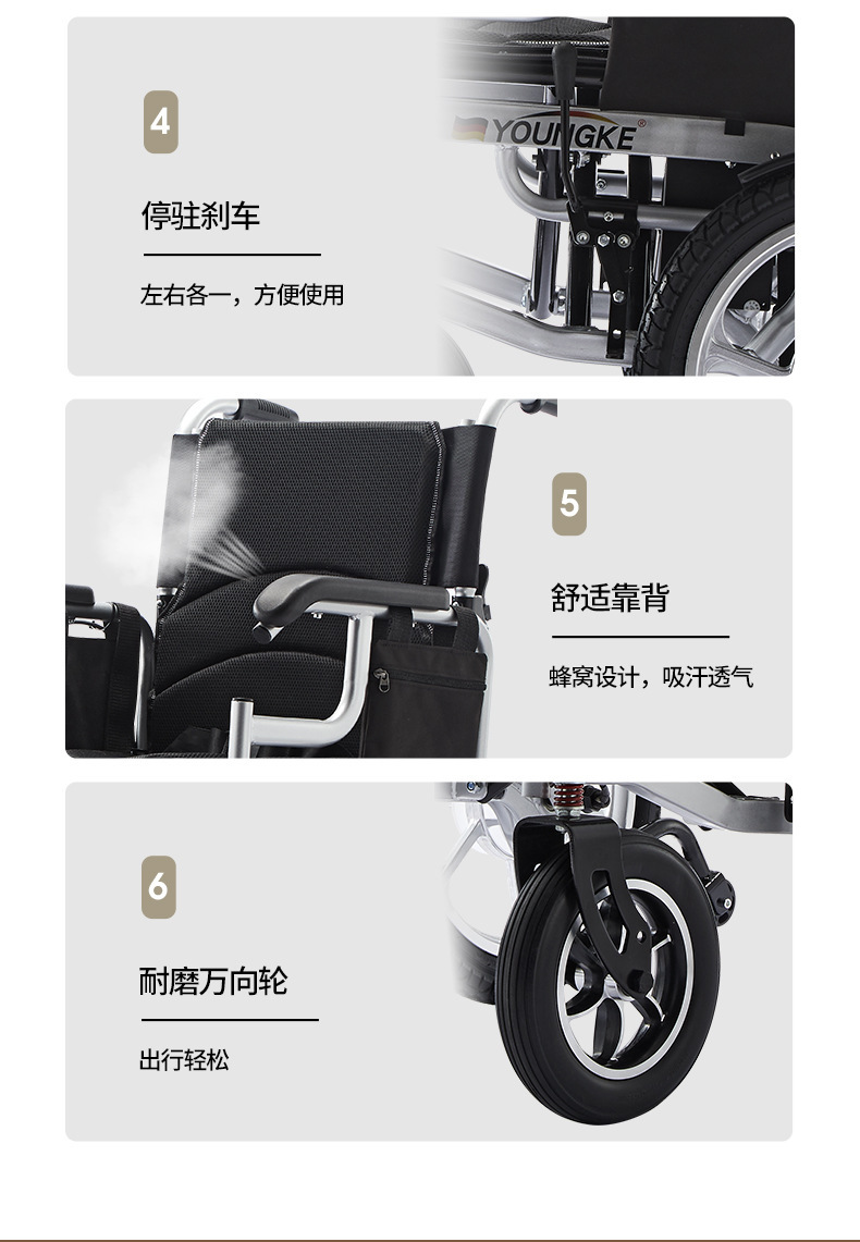Yingkang Electric Wheelchair Brushless Folding Lightweight Smart Fully Automatic Four-Wheel Scooter for the Elderly and Disabled