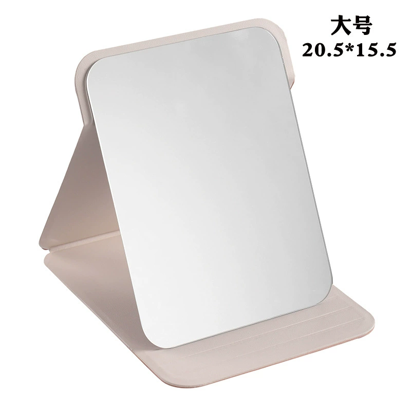 Folding Handheld Table Mirror, PU/Polyurethane Cover, Compact Adjustable Stand, 4 Sizes