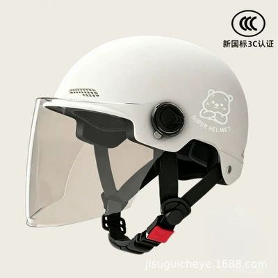 motorcycle helmet for men and | Motosiklet kaskı (dəbilqə) - white-transparent-long-mirror-silver-white-bear