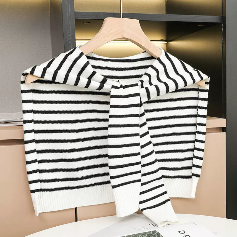 Интернет-знаменитости корейский стиль Вязаный Платок черно-белый полосатый простой праздничный стиль вязаный платок шарф вязаный Кондиционер рубашка для женщин