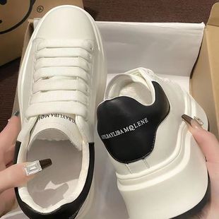Thick-Soled Platform White Shoes for Women, Versatile Sneakers, 2025 Spring New Internet Celebrity Niche Design Casual Sports Shoes