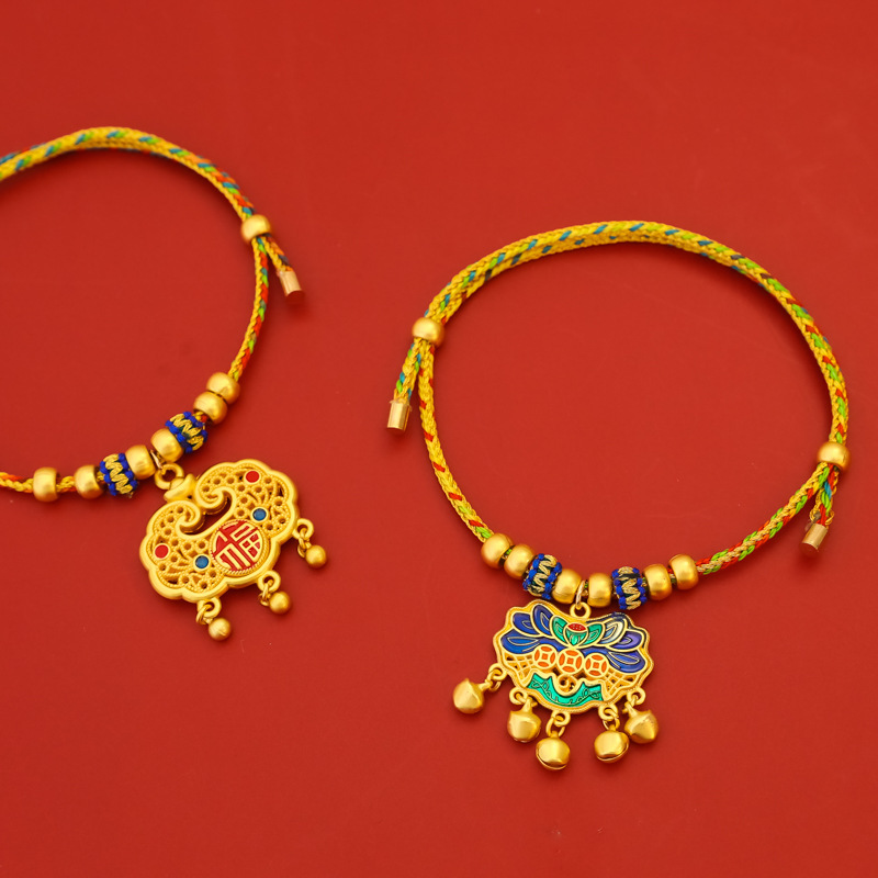 Color Preservation Long Life Lock Chinese Style Pet New Year Rope Collar Spring Festival Cat Dog Gold Necklace Decorations Silent