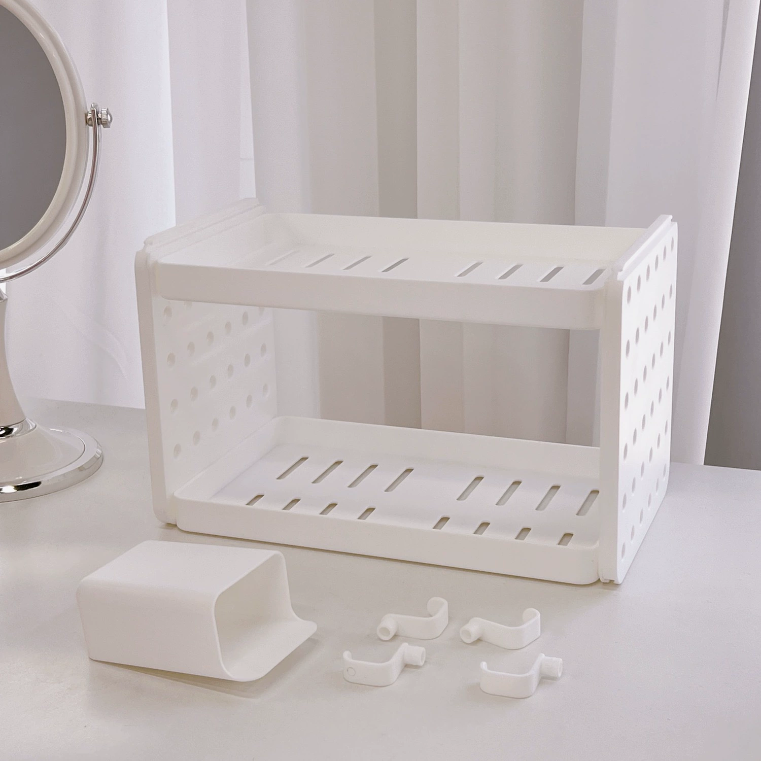 Folding cosmetic storage box, face mask, capacious table storage basket, internet celebrity