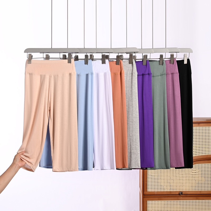 New Modal Plus Size Stretch Slim Fit Cropped Pants for Spring and Summer, Thin Solid Color Simple High-Waisted Tummy Control Leggings New Modal Plus Size Stretch Slim Fit Cropped Pants for Spring and Summer, Thin Solid Color Simple High-Waisted Tummy Control Leggings