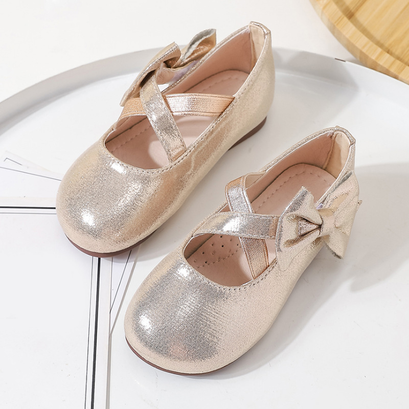 Girl's Basic Vintage Style Solid Color Bowknot Round Toe Flats display picture 1